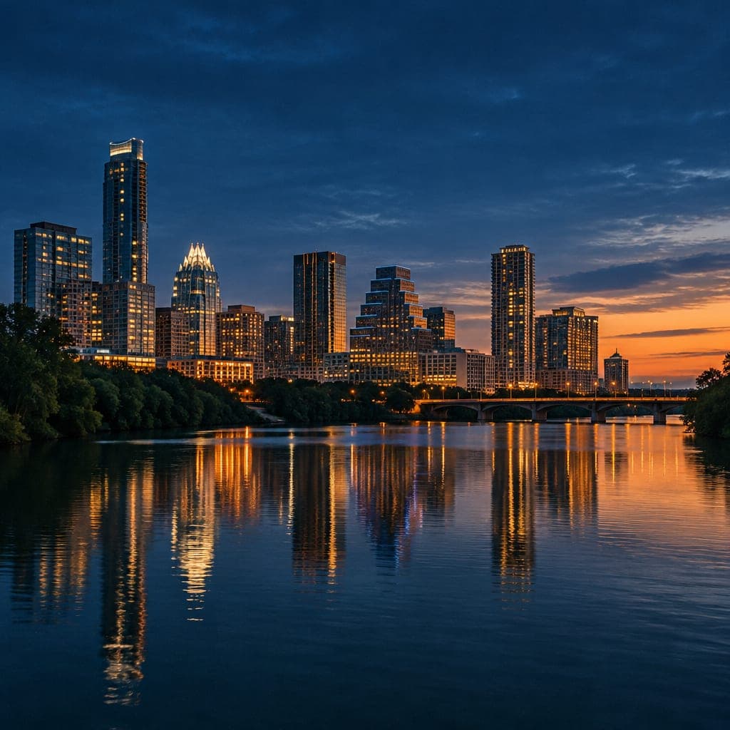 The Austin, Texas skyline at blue hour